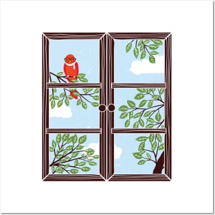 The Red Bird and the Window Posters and Art